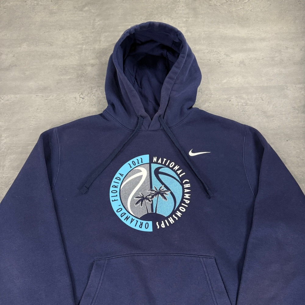 Nike Hoodie Mens Medium‎ Navy Blue Orlando Florida Basketball Embroidered Check